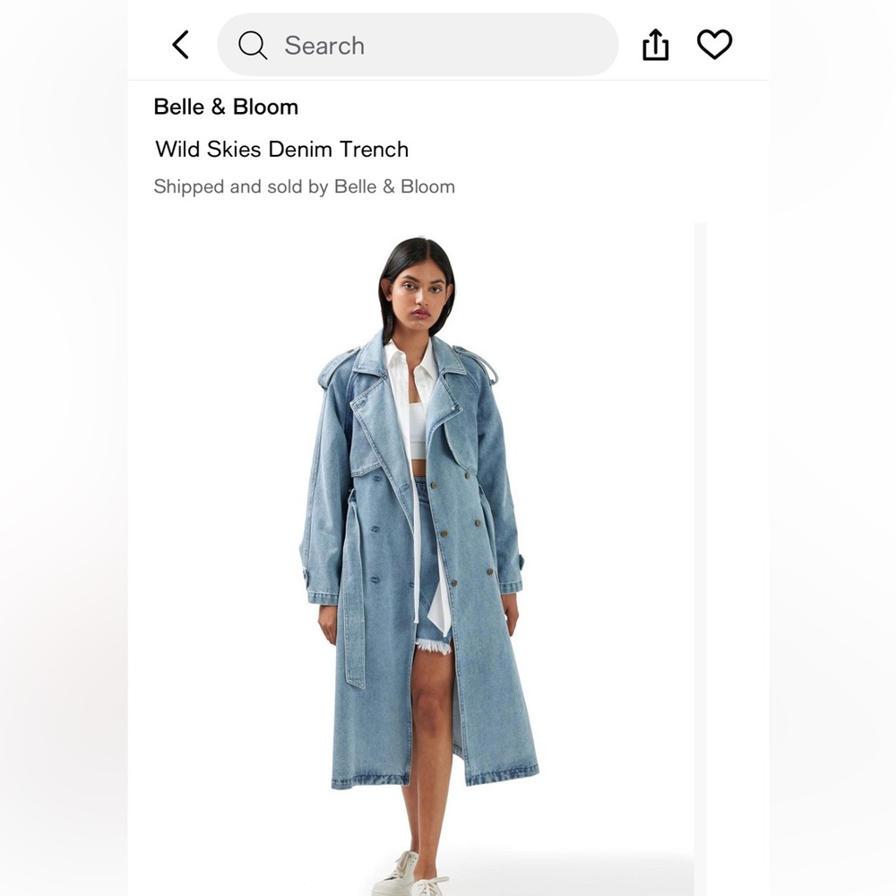 Stylish Light Blue Denim Trench Coat